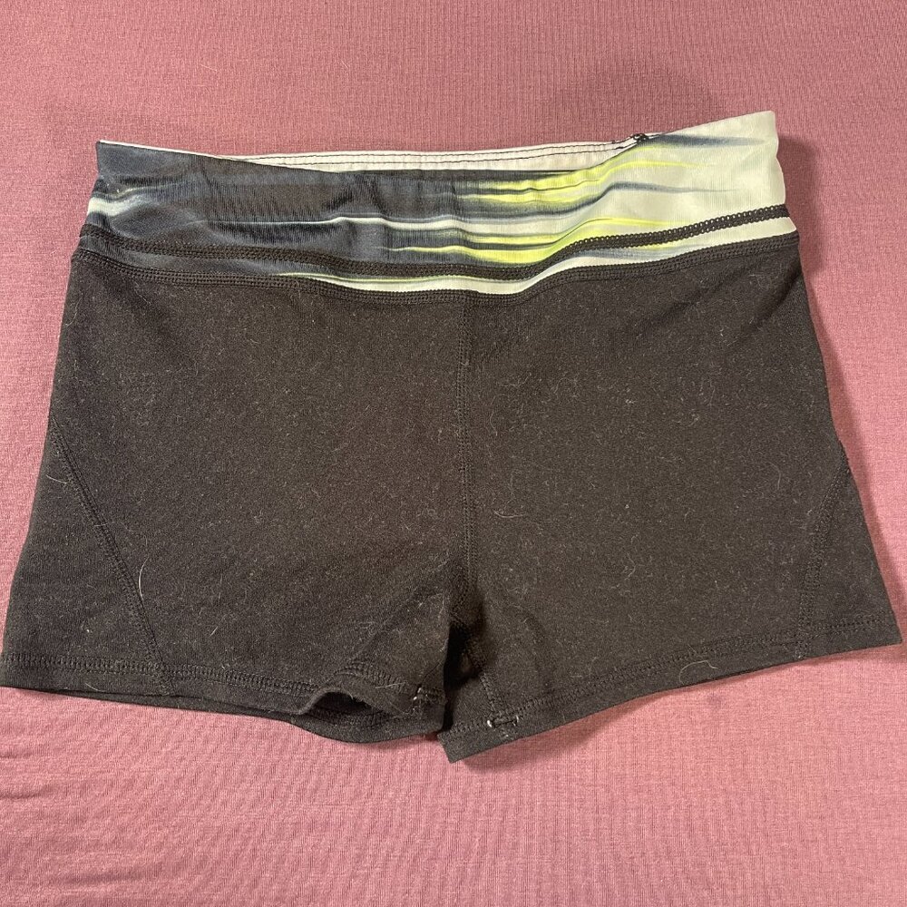 Z by Zella Girl tight shorts in black with color band - size 10/12